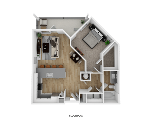 Floor plan for 1 bed, 1 bath, 812 sqft